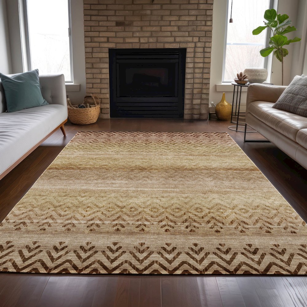 Machine Washable Indoor/Outdoor Chantille ACN2042 Beige 2'6" x 3'10" Rug. Picture 6