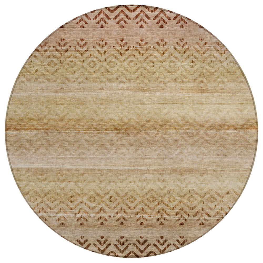 Machine Washable Indoor/Outdoor Chantille ACN2042 Beige 8' x 8' Round Rug. Picture 1
