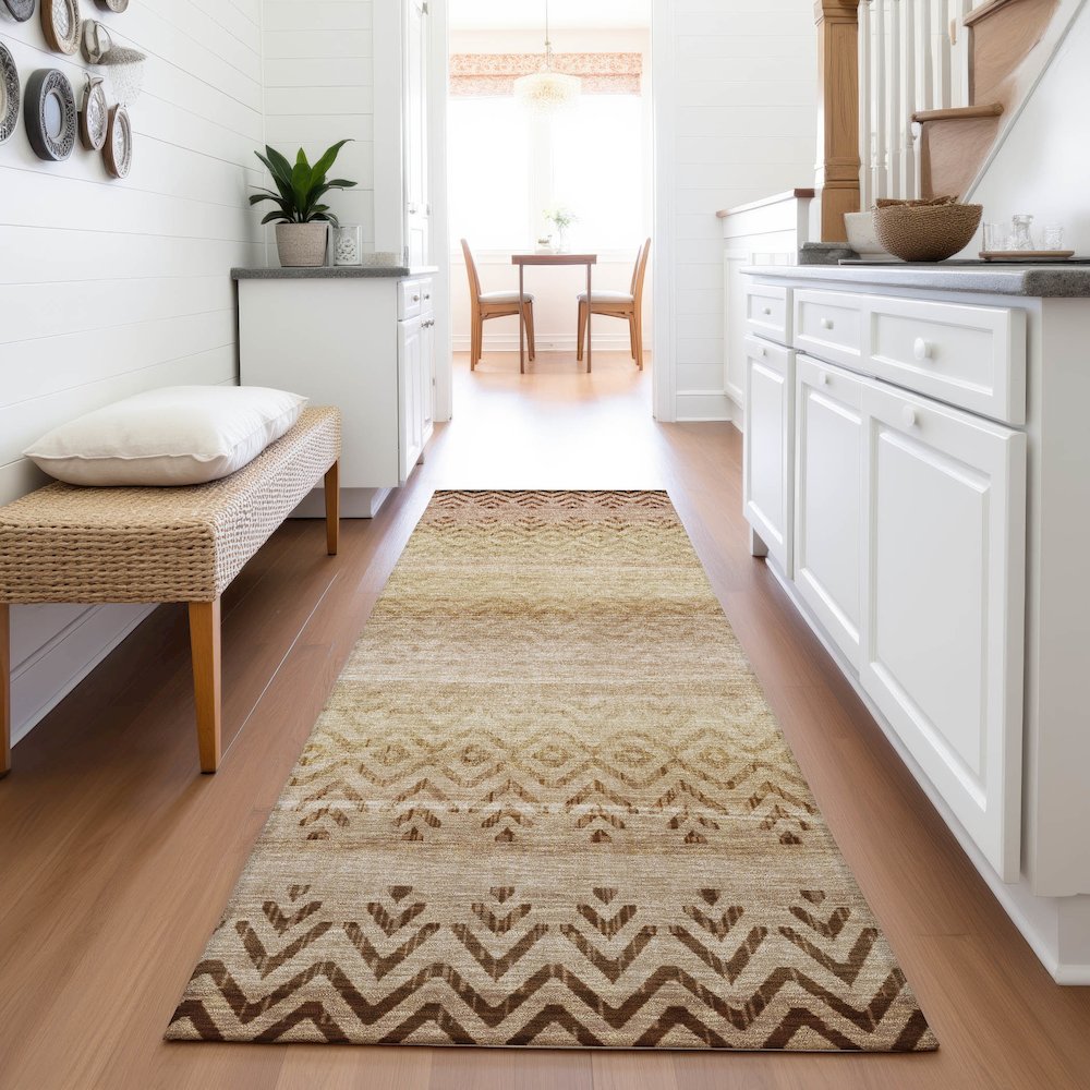 Machine Washable Indoor/Outdoor Chantille ACN2042 Beige 2'3" x 7'6" Runner Rug. Picture 5