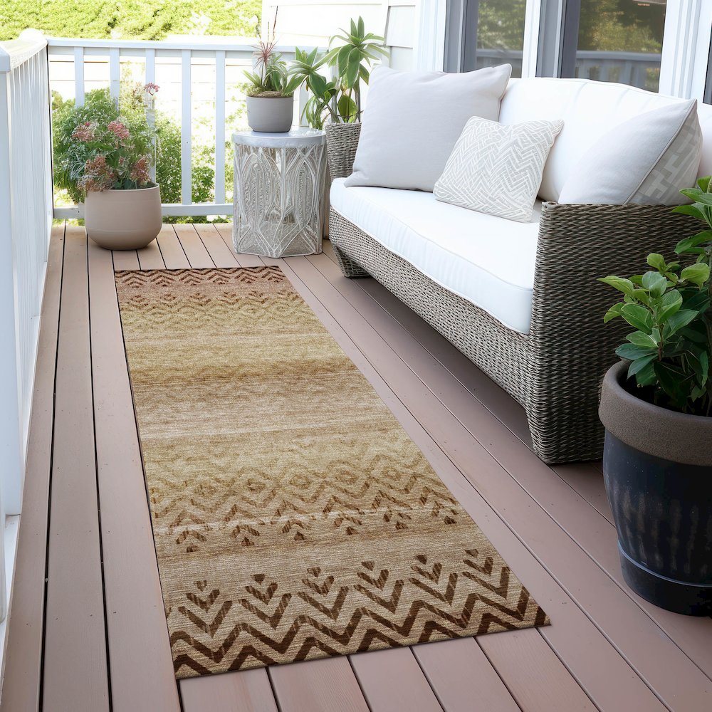Machine Washable Indoor/Outdoor Chantille ACN2042 Beige 2'3" x 7'6" Runner Rug. Picture 6