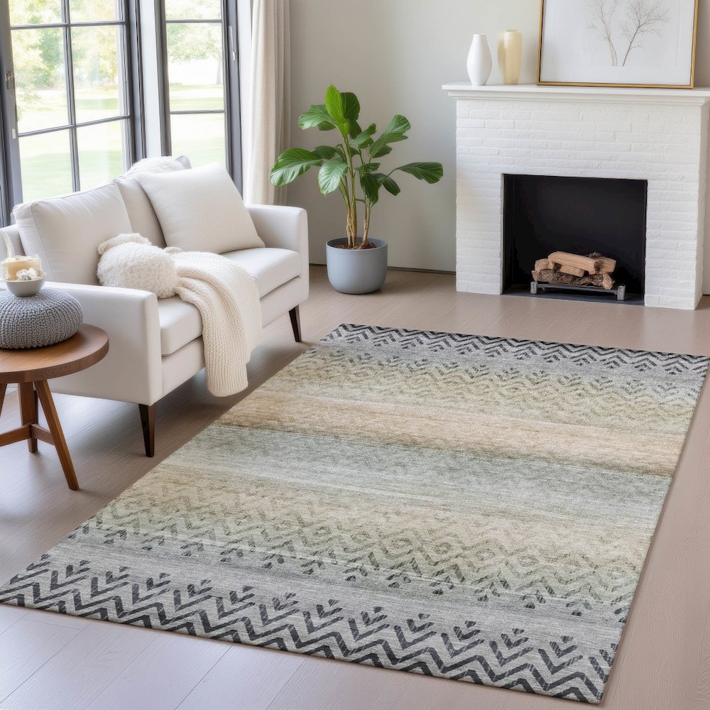 Machine Washable Indoor/Outdoor Chantille ACN2042 Gray 2'6" x 3'10" Rug. Picture 5