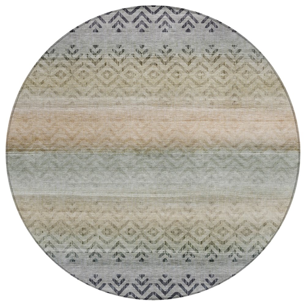 Machine Washable Indoor/Outdoor Chantille ACN2042 Gray 8' x 8' Round Rug. Picture 1