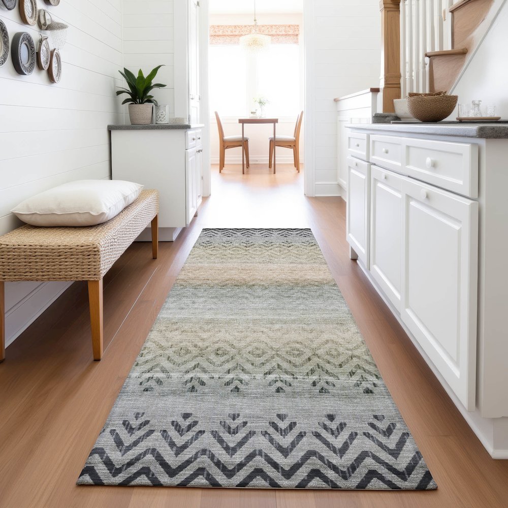 Machine Washable Indoor/Outdoor Chantille ACN2042 Gray 2'3" x 7'6" Runner Rug. Picture 5