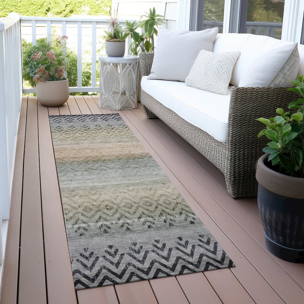 Machine Washable Indoor/Outdoor Chantille ACN2042 Gray 2'3" x 7'6" Runner Rug. Picture 6