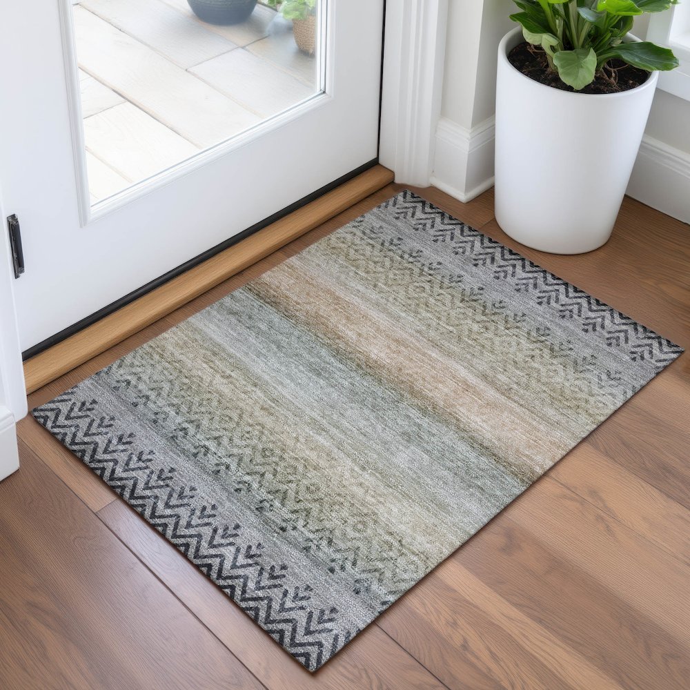 Machine Washable Indoor/Outdoor Chantille ACN2042 Gray 1'8" x 2'6" Rug. Picture 5