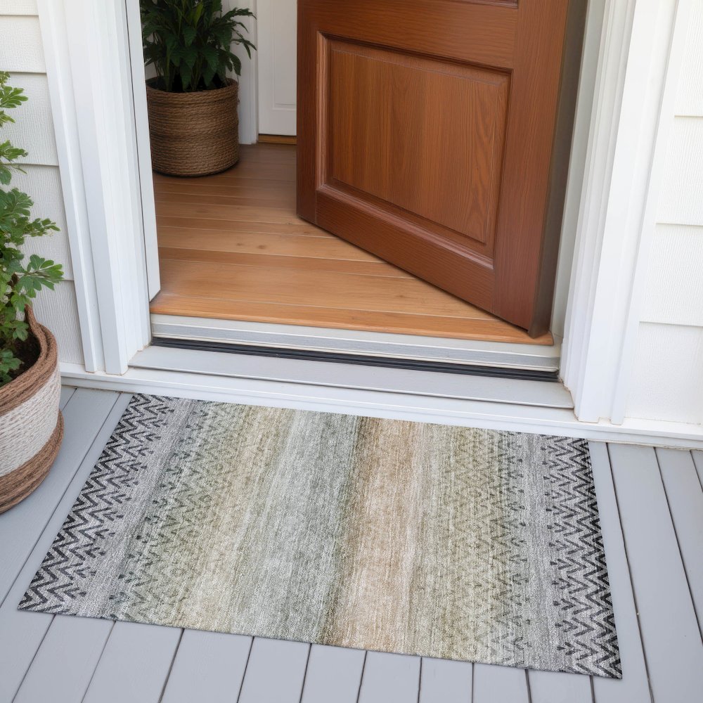 Machine Washable Indoor/Outdoor Chantille ACN2042 Gray 1'8" x 2'6" Rug. Picture 6
