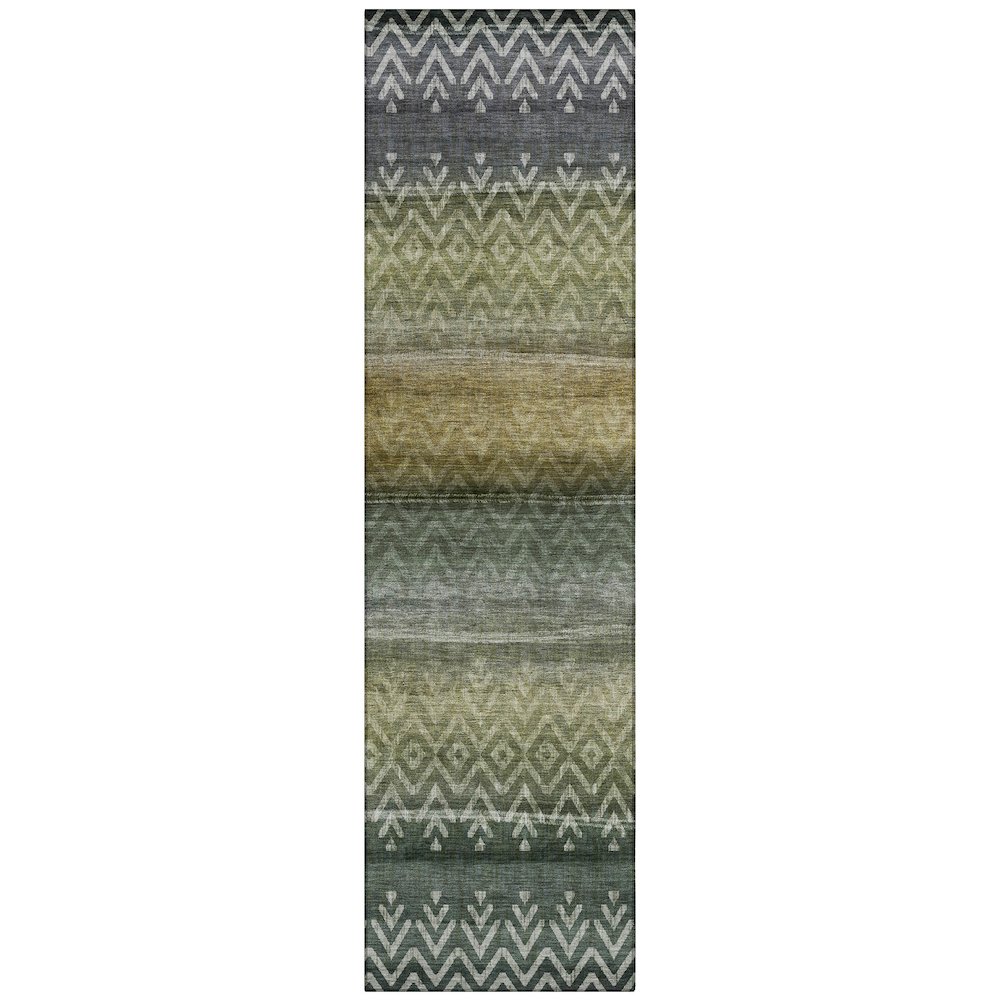 Machine Washable Indoor/Outdoor Chantille ACN2042 Green 2'3" x 7'6" Runner Rug. Picture 1