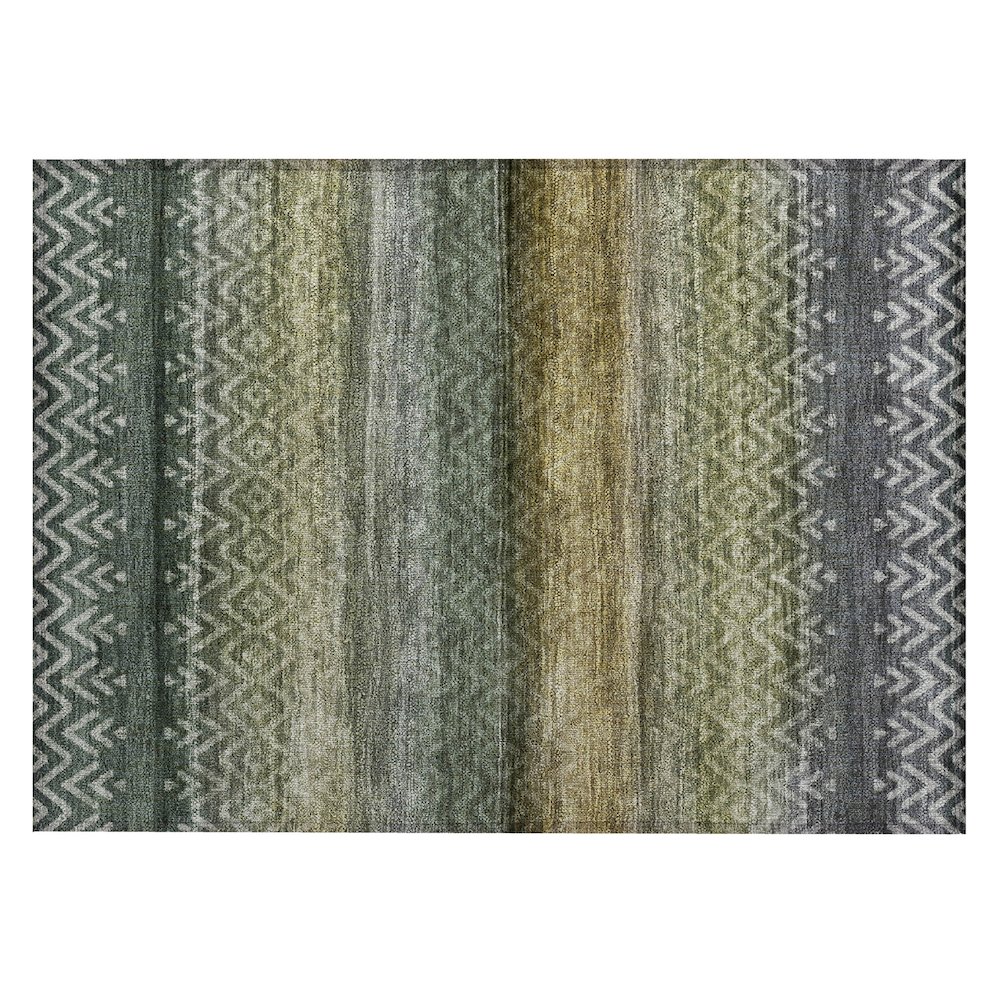 Machine Washable Indoor/Outdoor Chantille ACN2042 Green 1'8" x 2'6" Rug. Picture 1