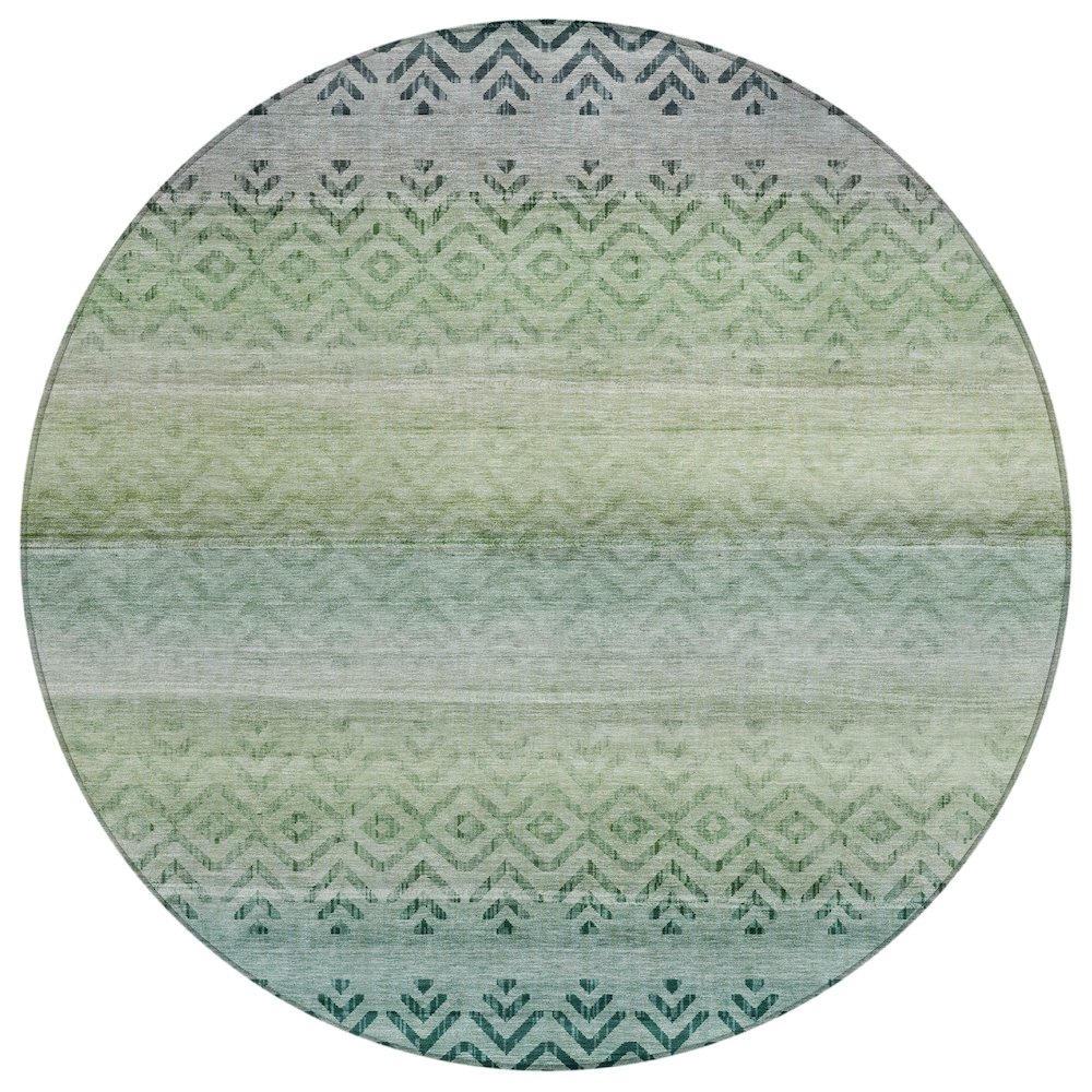 Machine Washable Indoor/Outdoor Chantille ACN2042 Teal 8' x 8' Round Rug. Picture 1
