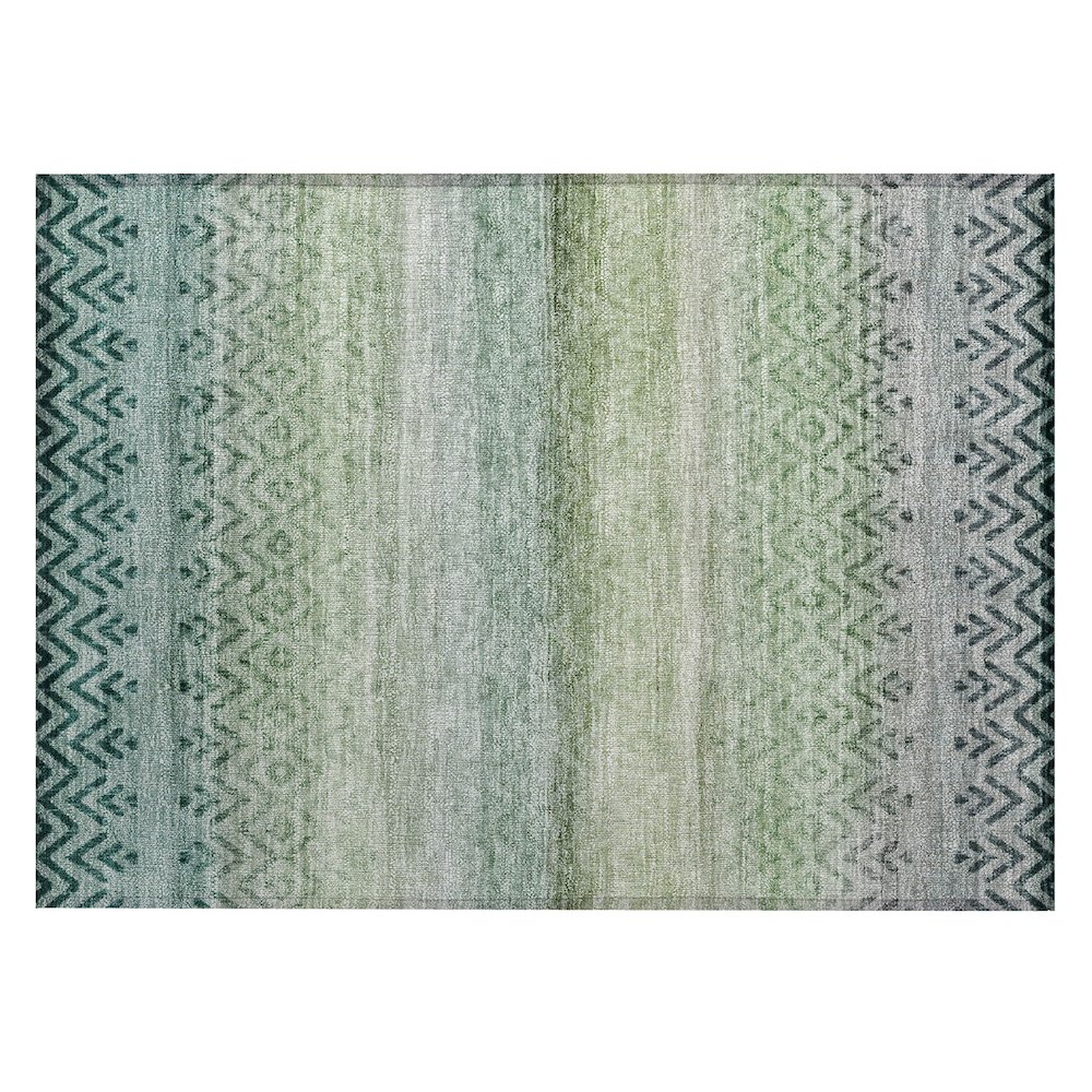 Machine Washable Indoor/Outdoor Chantille ACN2042 Teal 1'8" x 2'6" Rug. Picture 1