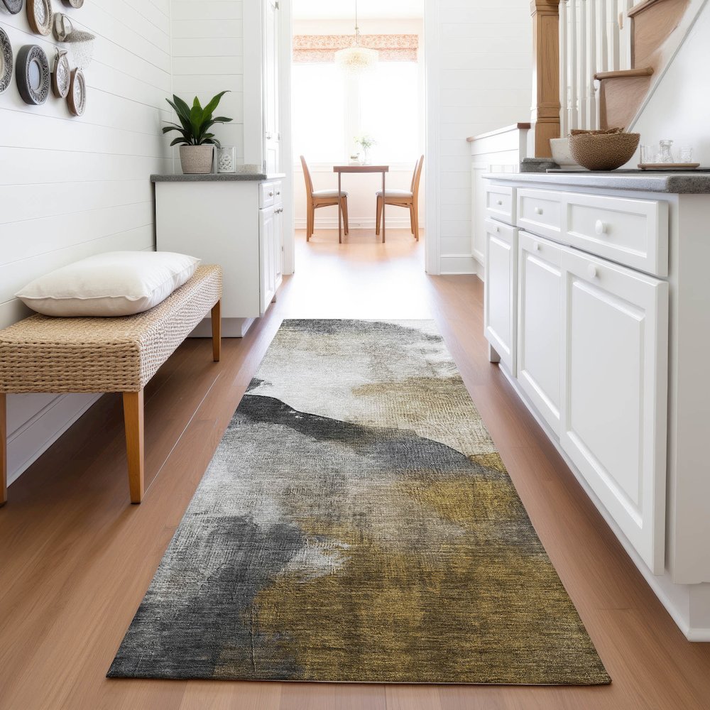 Machine Washable Indoor/Outdoor Chantille ACN2043 Brown 2'3" x 7'6" Runner Rug. Picture 5