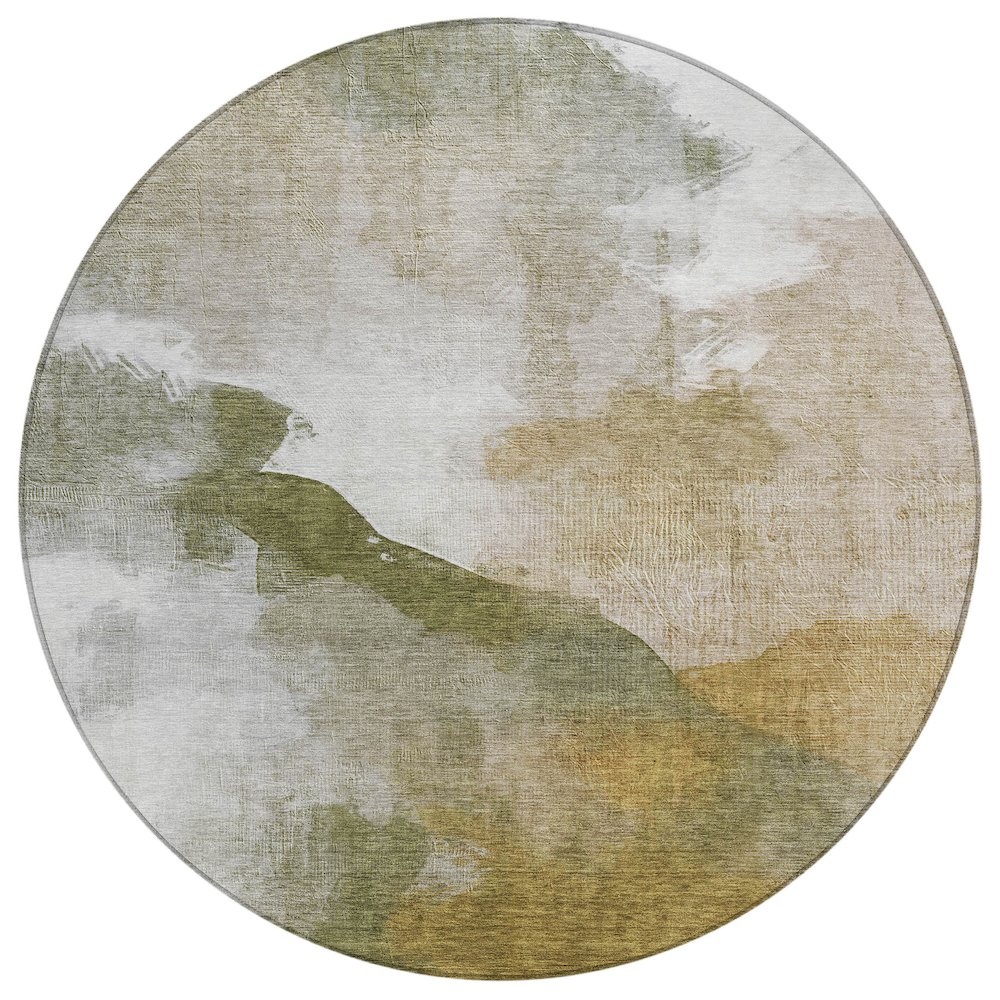 Machine Washable Indoor/Outdoor Chantille ACN2043 Green 8' x 8' Round Rug. Picture 1