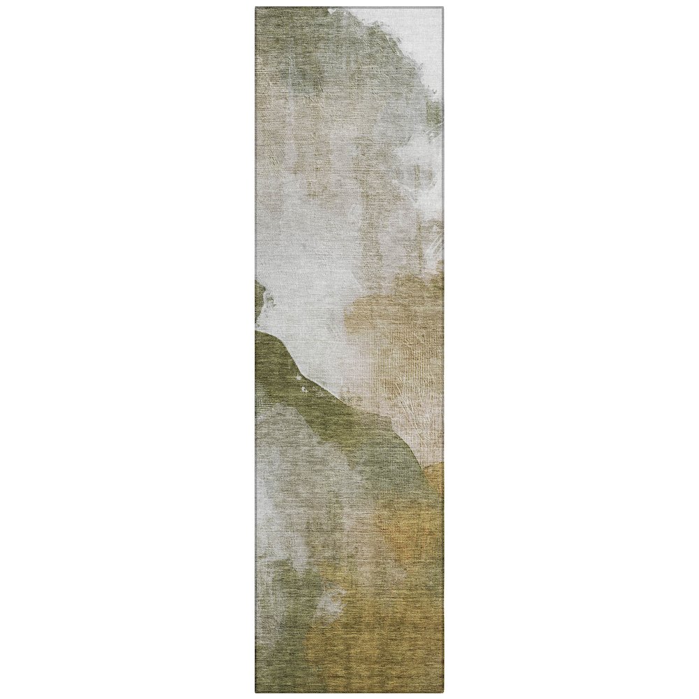 Machine Washable Indoor/Outdoor Chantille ACN2043 Green 2'3" x 7'6" Runner Rug. Picture 1