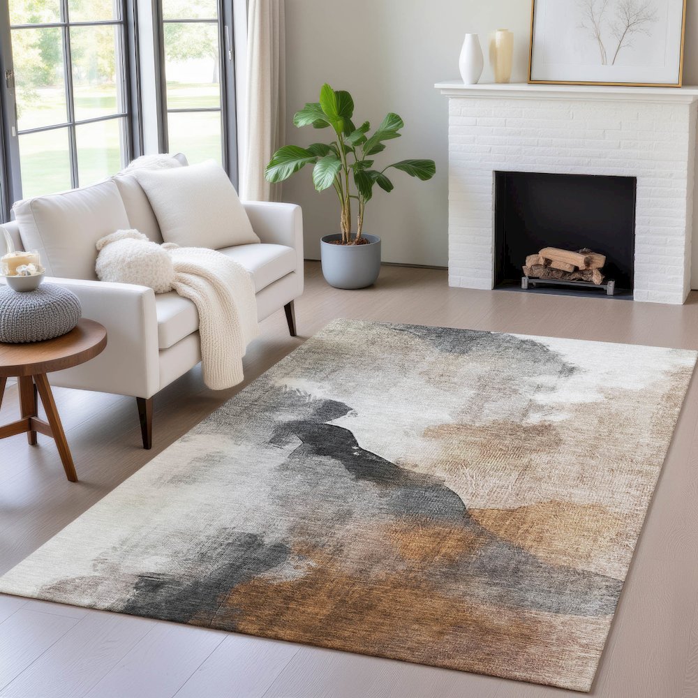 Machine Washable Indoor/Outdoor Chantille ACN2043 Paprika 2'6" x 3'10" Rug. Picture 5