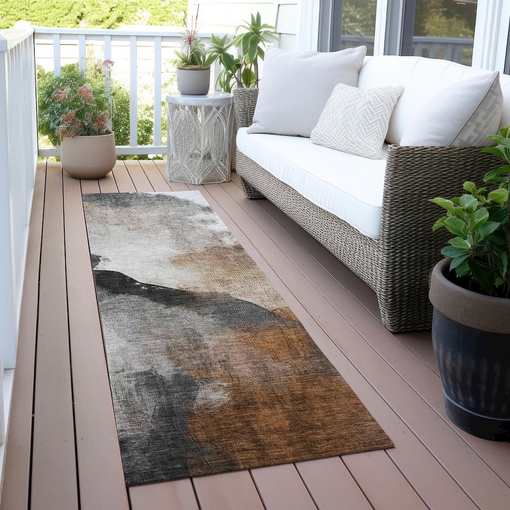 Machine Washable Indoor/Outdoor Chantille ACN2043 Paprika 2'3" x 7'6" Runner Rug. Picture 6