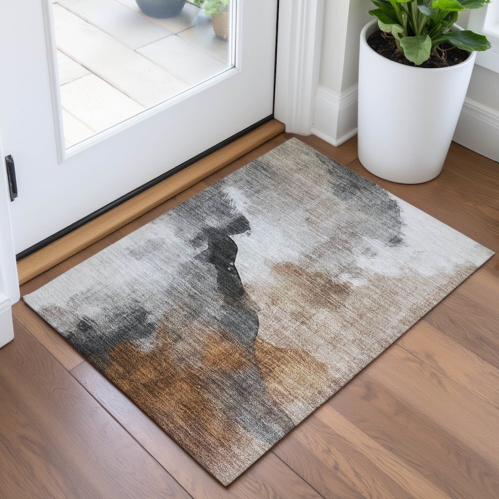 Machine Washable Indoor/Outdoor Chantille ACN2043 Paprika 1'8" x 2'6" Rug. Picture 5