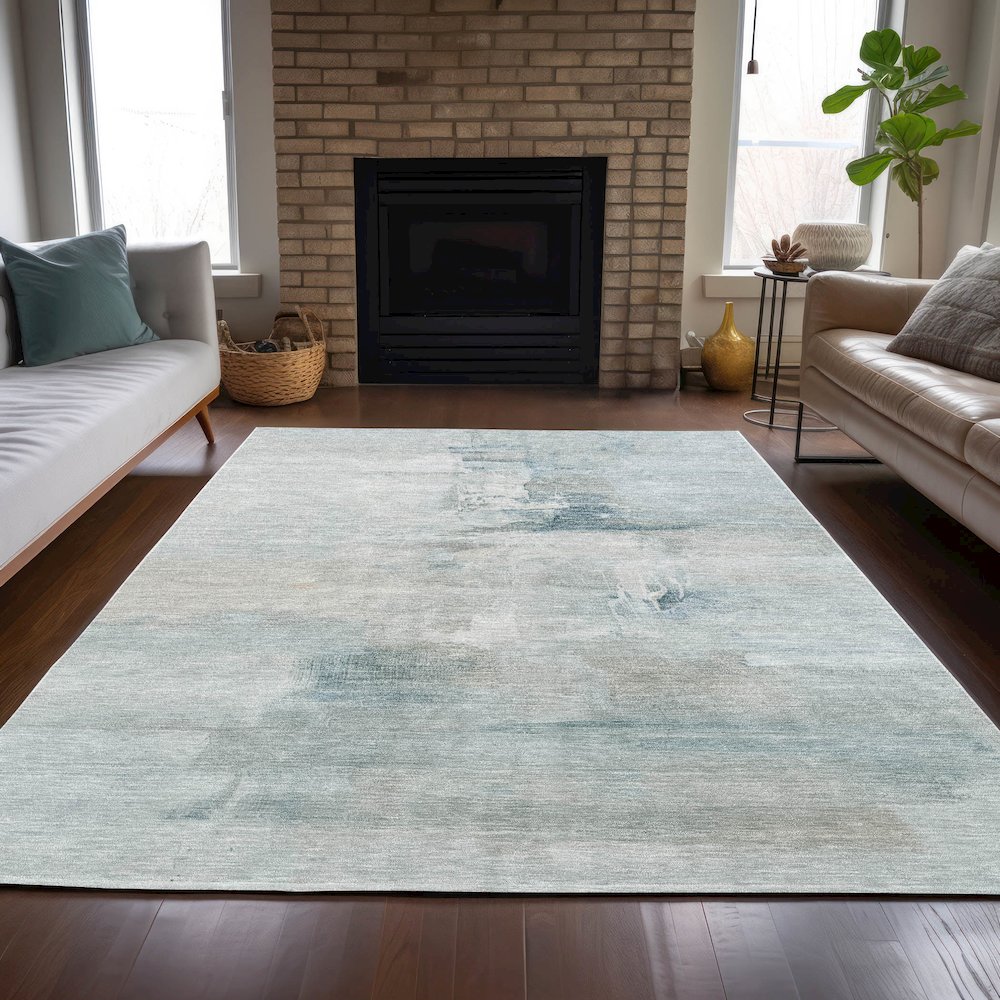 Machine Washable Indoor/Outdoor Chantille ACN2044 Sky 2'6" x 3'10" Rug. Picture 6