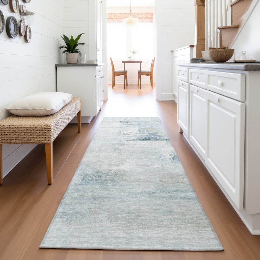Machine Washable Indoor/Outdoor Chantille ACN2044 Sky 2'3" x 7'6" Runner Rug. Picture 5