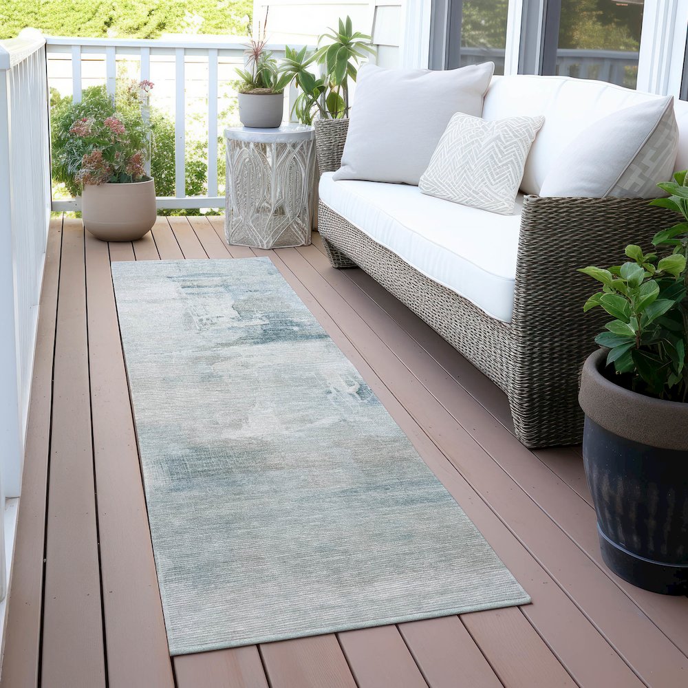 Machine Washable Indoor/Outdoor Chantille ACN2044 Sky 2'3" x 7'6" Runner Rug. Picture 6