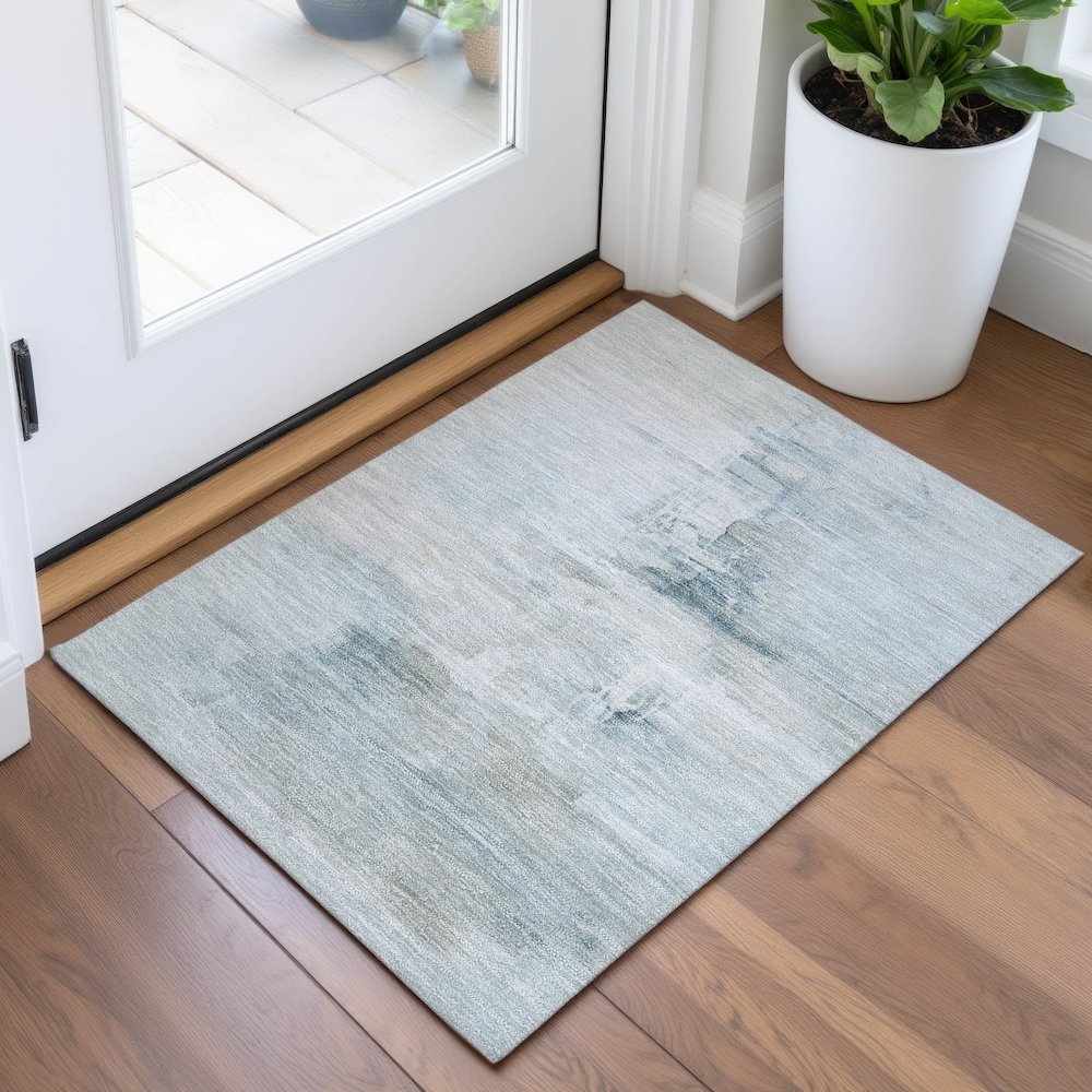 Machine Washable Indoor/Outdoor Chantille ACN2044 Sky 1'8" x 2'6" Rug. Picture 5