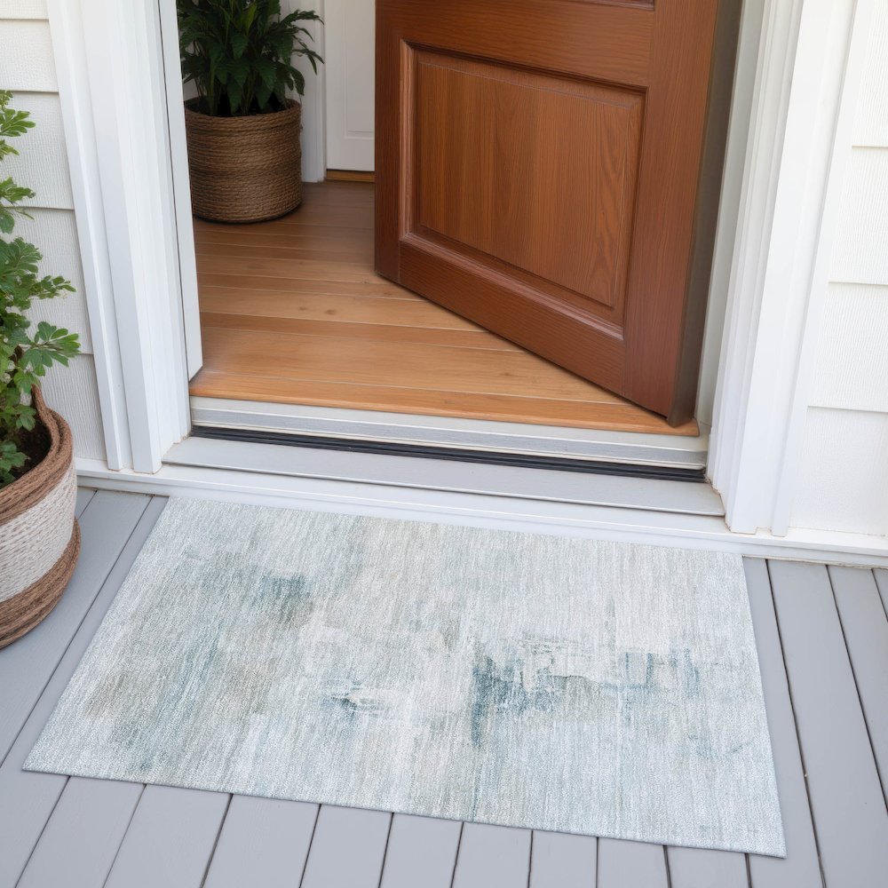 Machine Washable Indoor/Outdoor Chantille ACN2044 Sky 1'8" x 2'6" Rug. Picture 6