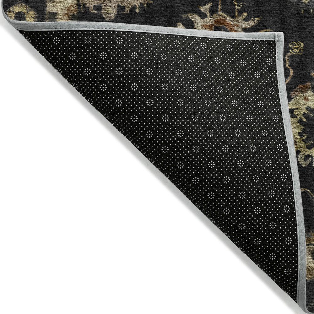 Machine Washable Indoor/Outdoor Chantille ACN2045 Black 1'8" x 2'6" Rug. Picture 2