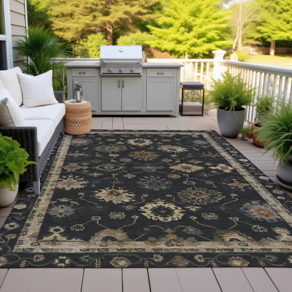 Machine Washable Indoor/Outdoor Chantille ACN2045 Black 2'6" x 3'10" Rug. Picture 7