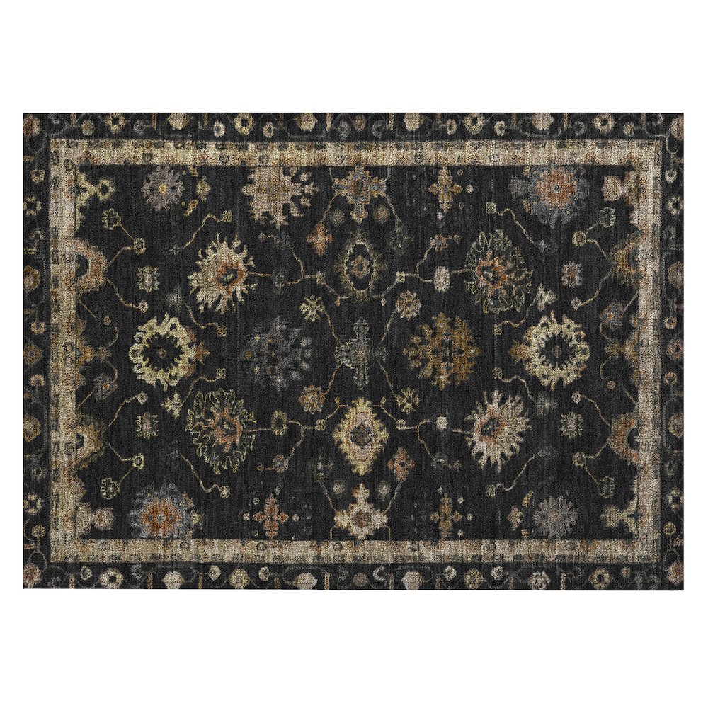 Machine Washable Indoor/Outdoor Chantille ACN2045 Black 1'8" x 2'6" Rug. Picture 1
