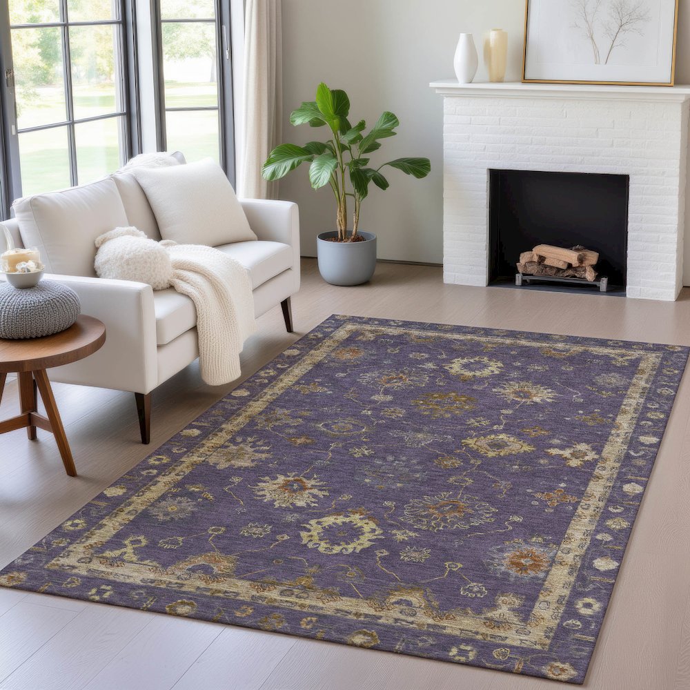 Machine Washable Indoor/Outdoor Chantille ACN2045 Eggplant 2'6" x 3'10" Rug. Picture 5