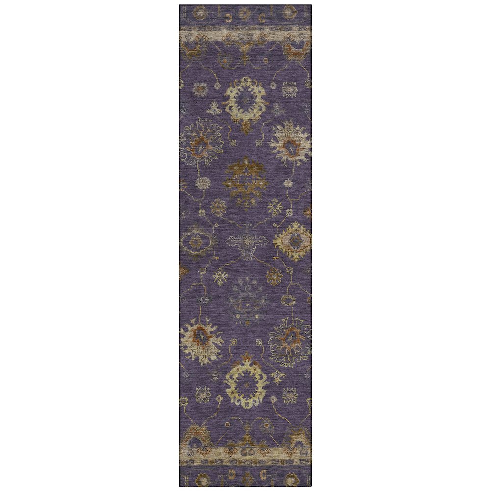 Machine Washable Indoor/Outdoor Chantille ACN2045 Eggplant 2'3"x7'6" Runner Rug. Picture 1