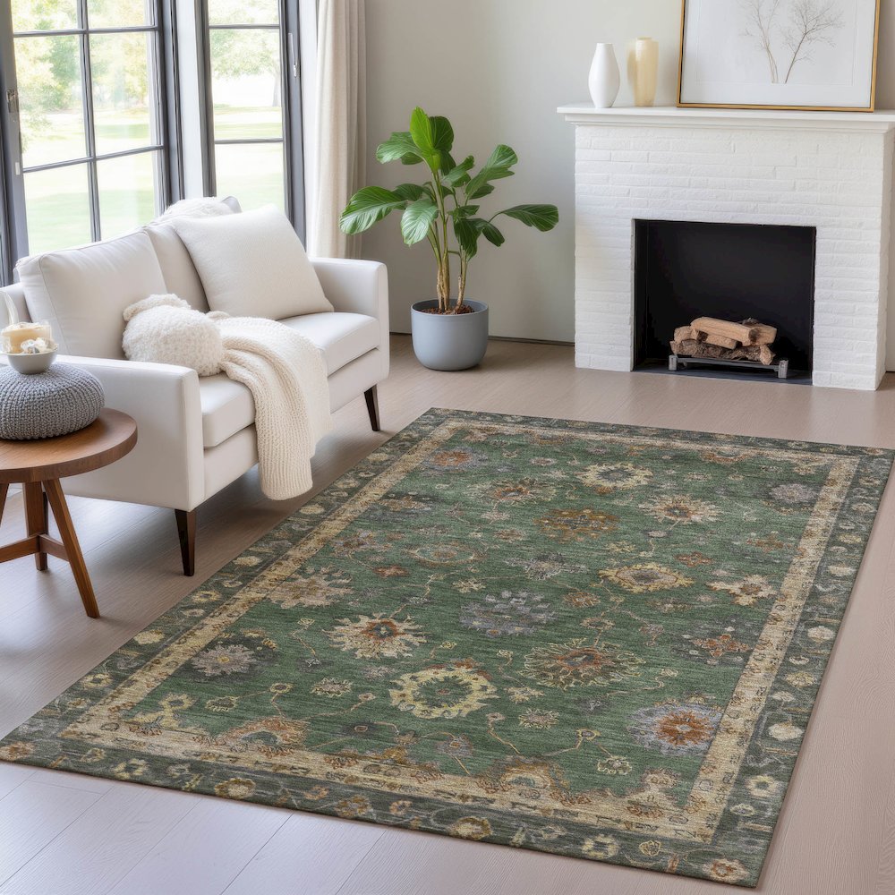 Machine Washable Indoor/Outdoor Chantille ACN2045 Fern 2'6" x 3'10" Rug. Picture 5
