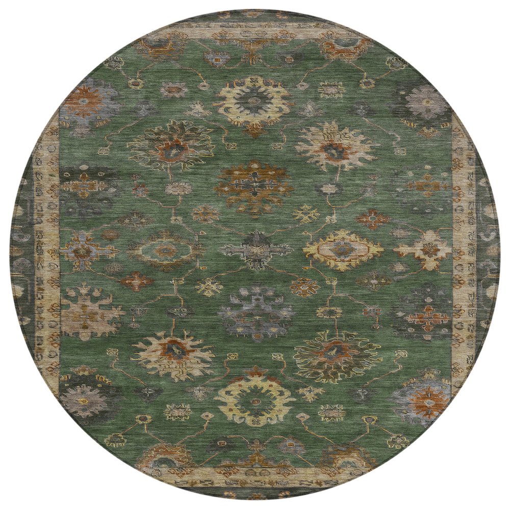 Machine Washable Indoor/Outdoor Chantille ACN2045 Fern 8' x 8' Round Rug. Picture 1