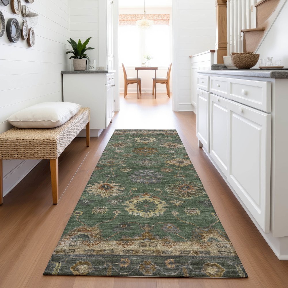 Machine Washable Indoor/Outdoor Chantille ACN2045 Fern 2'3" x 7'6" Runner Rug. Picture 5