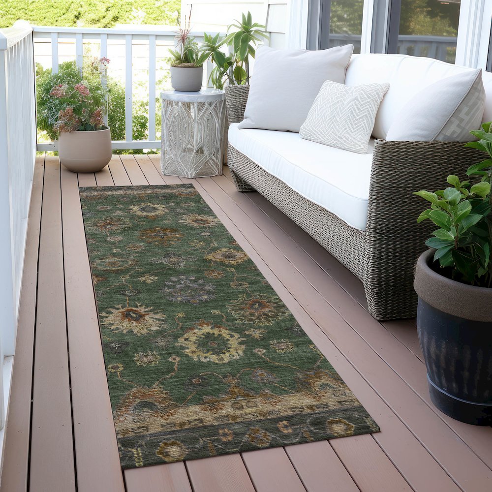 Machine Washable Indoor/Outdoor Chantille ACN2045 Fern 2'3" x 7'6" Runner Rug. Picture 6