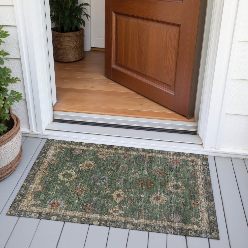 Machine Washable Indoor/Outdoor Chantille ACN2045 Fern 1'8" x 2'6" Rug. Picture 6