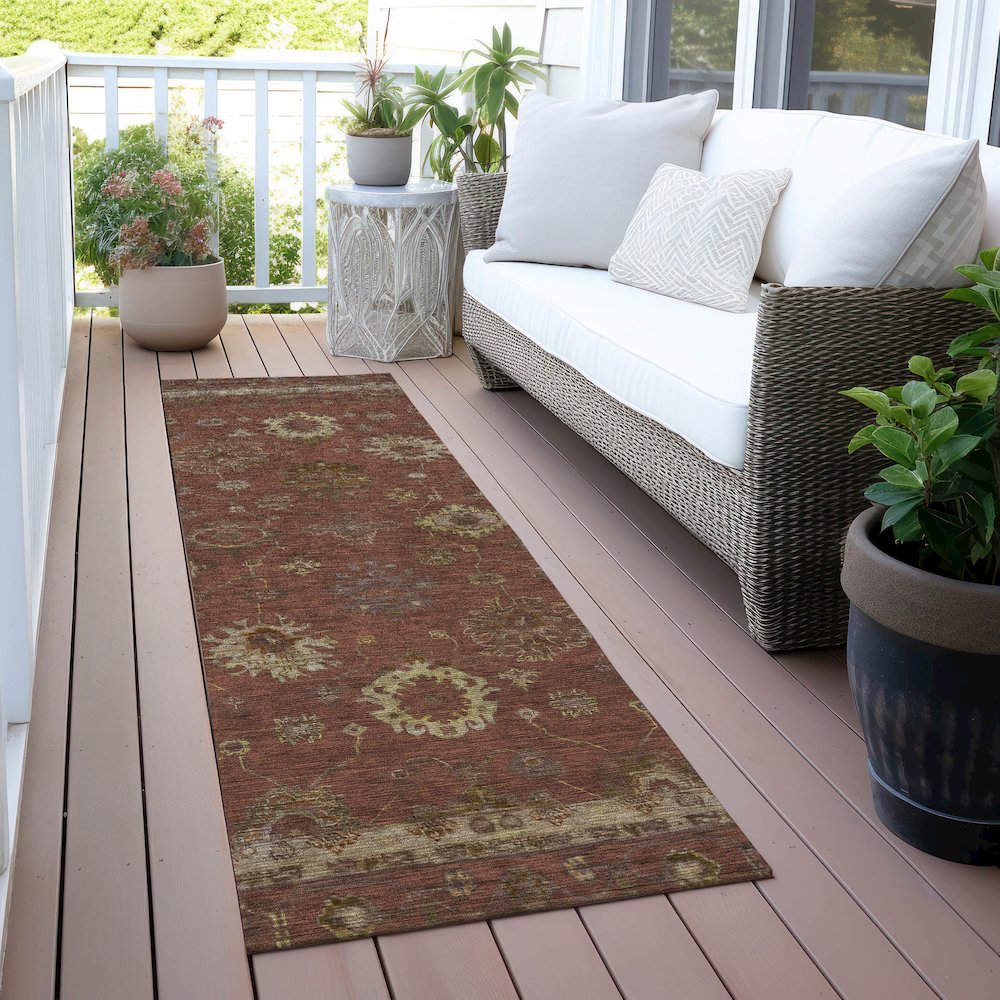Machine Washable Indoor/Outdoor Chantille ACN2045 Paprika 2'3" x 7'6" Runner Rug. Picture 6