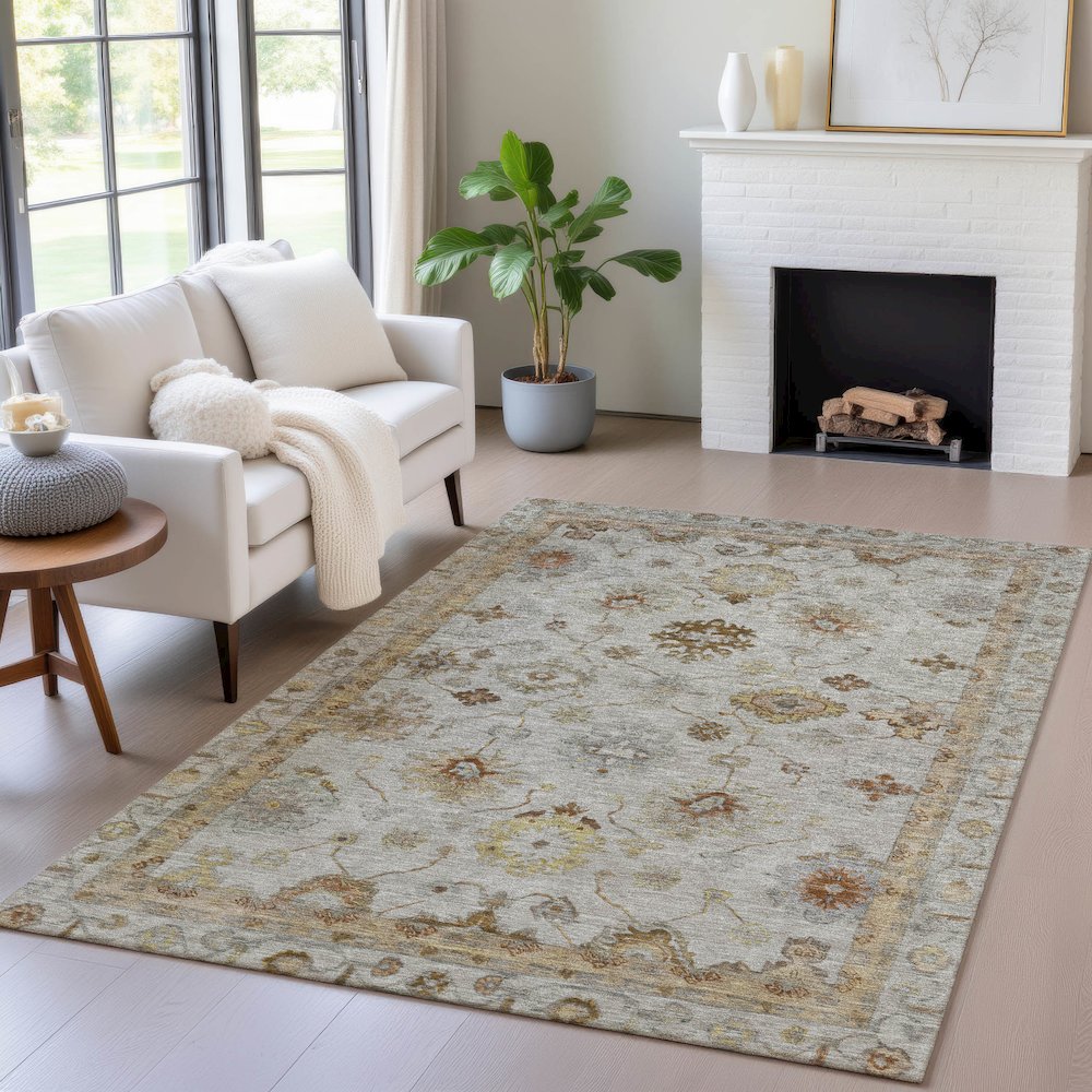 Machine Washable Indoor/Outdoor Chantille ACN2045 Taupe 2'6" x 3'10" Rug. Picture 5