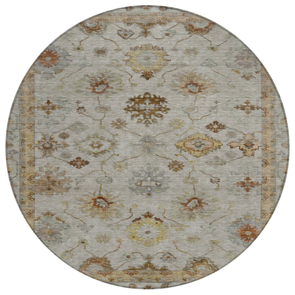 Machine Washable Indoor/Outdoor Chantille ACN2045 Taupe 8' x 8' Round Rug. Picture 1