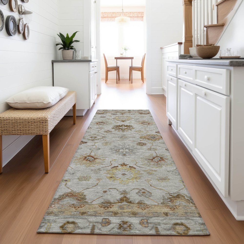 Machine Washable Indoor/Outdoor Chantille ACN2045 Taupe 2'3" x 7'6" Runner Rug. Picture 5