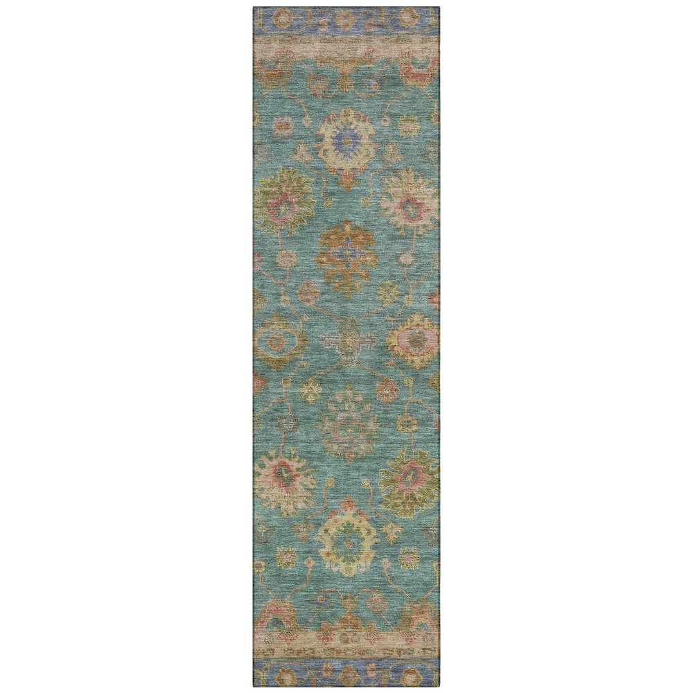 Machine Washable Indoor/Outdoor Chantille ACN2045 Teal 2'3" x 7'6" Runner Rug. Picture 1