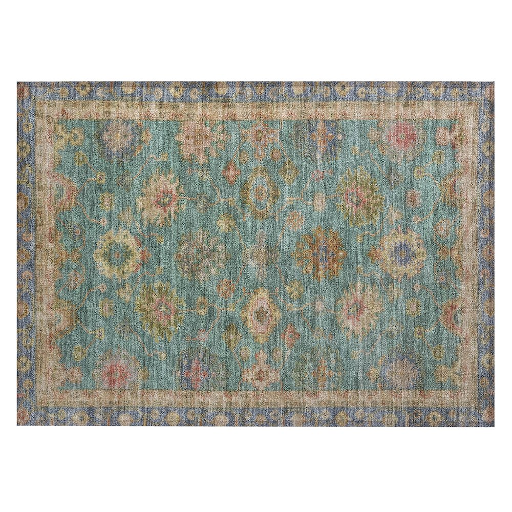 Machine Washable Indoor/Outdoor Chantille ACN2045 Teal 1'8" x 2'6" Rug. Picture 1