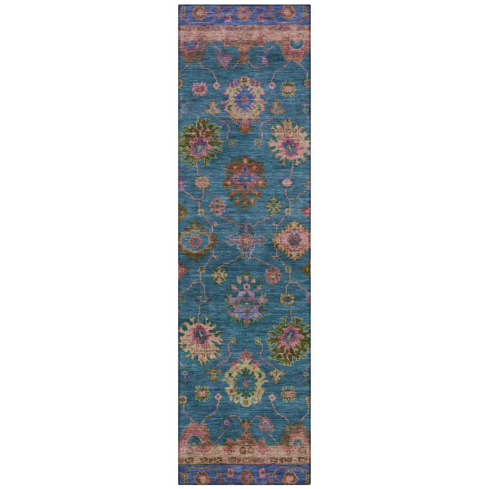 Machine Washable Indoor/Outdoor Chantille ACN2046 Teal 2'3" x 7'6" Runner Rug. Picture 1