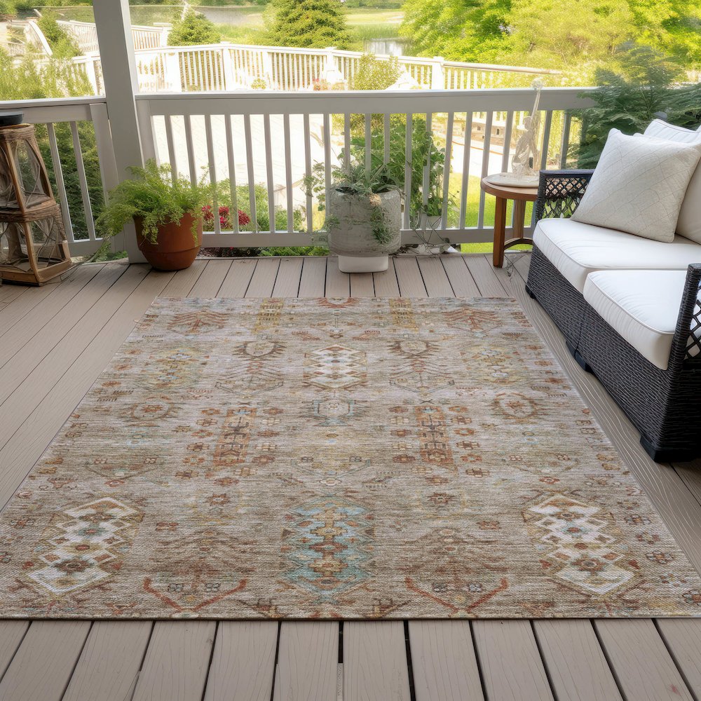 Machine Washable Indoor/Outdoor Chantille ACN2047 Beige 2'6" x 3'10" Rug. Picture 8