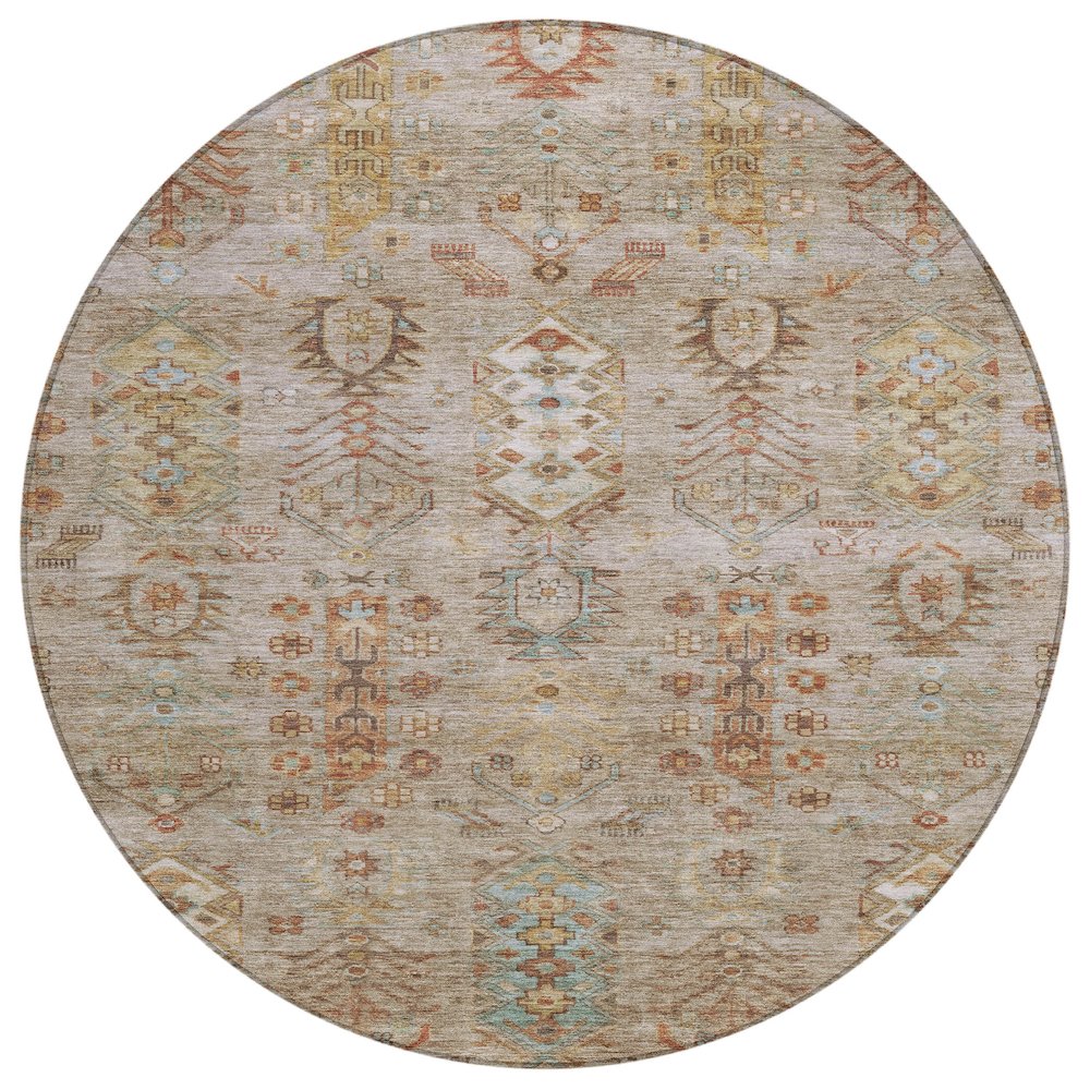 Machine Washable Indoor/Outdoor Chantille ACN2047 Beige 8' x 8' Round Rug. Picture 1