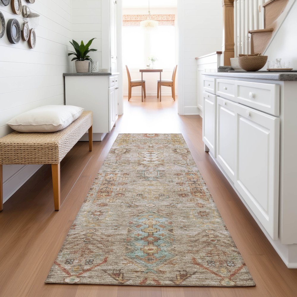 Machine Washable Indoor/Outdoor Chantille ACN2047 Beige 2'3" x 7'6" Runner Rug. Picture 5
