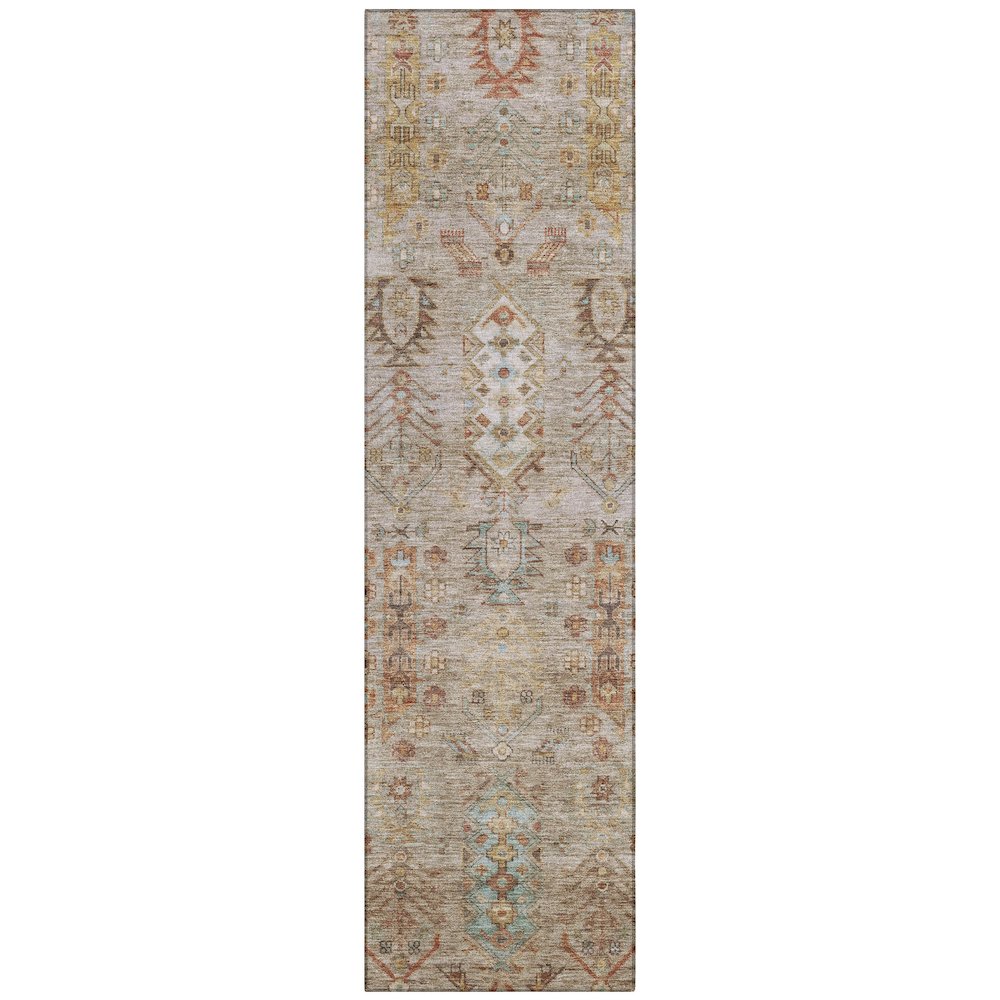 Machine Washable Indoor/Outdoor Chantille ACN2047 Beige 2'3" x 7'6" Runner Rug. Picture 1