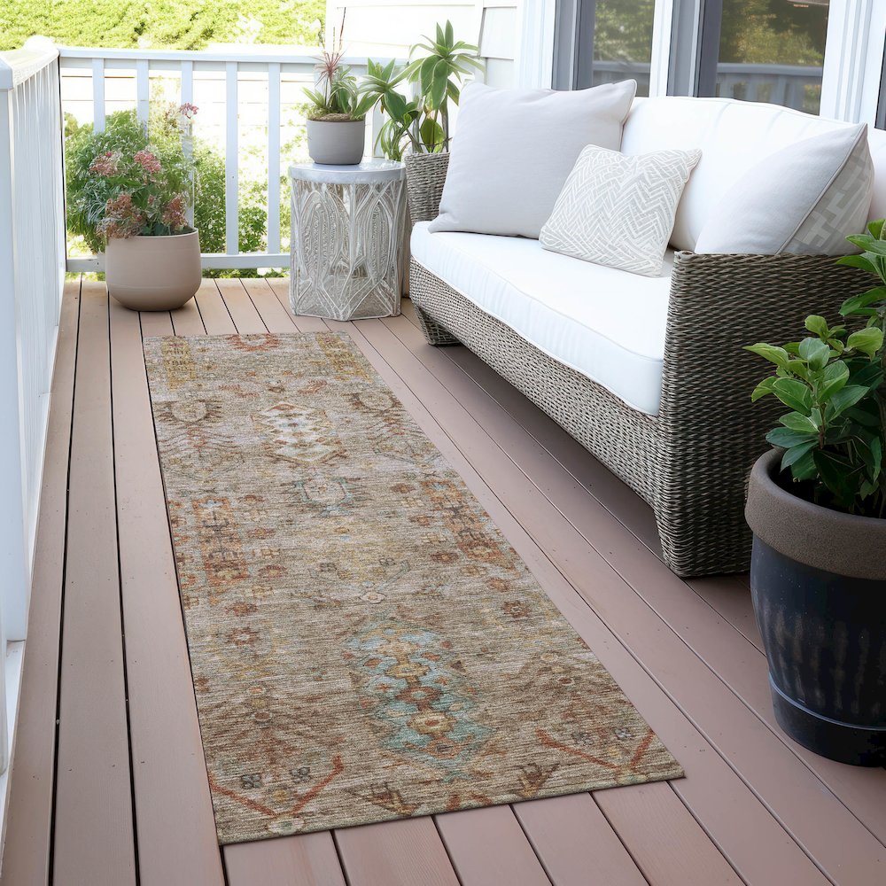 Machine Washable Indoor/Outdoor Chantille ACN2047 Beige 2'3" x 7'6" Runner Rug. Picture 6