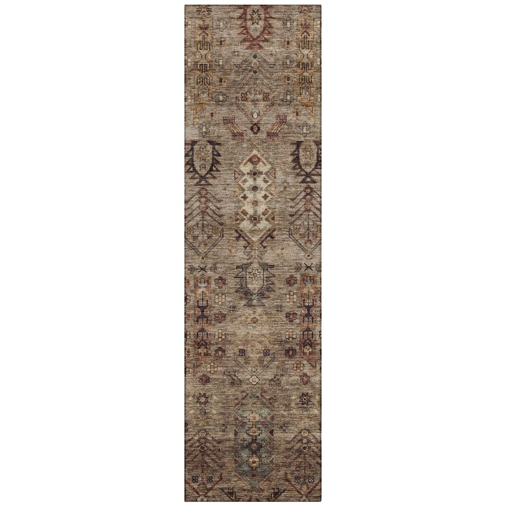 Machine Washable Indoor/Outdoor Chantille ACN2047 Brown 2'3" x 7'6" Runner Rug. Picture 1
