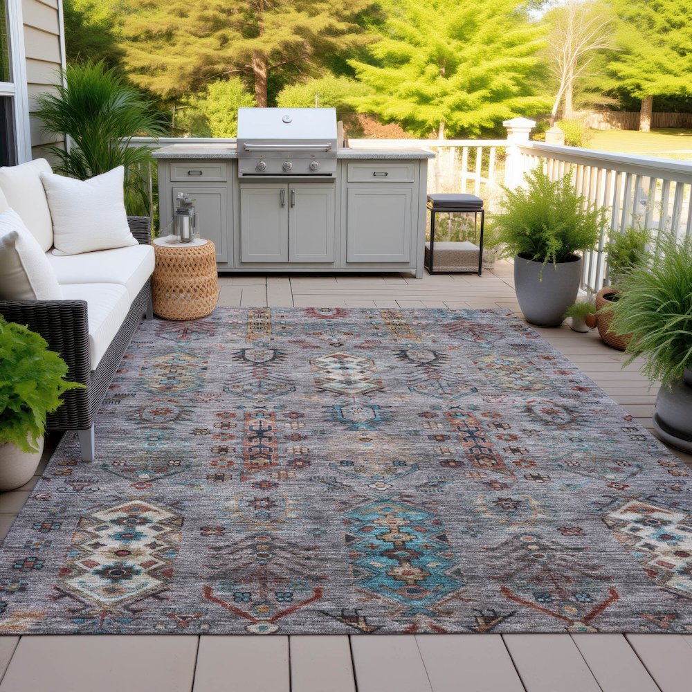 Machine Washable Indoor/Outdoor Chantille ACN2047 Gray 2'6" x 3'10" Rug. Picture 7