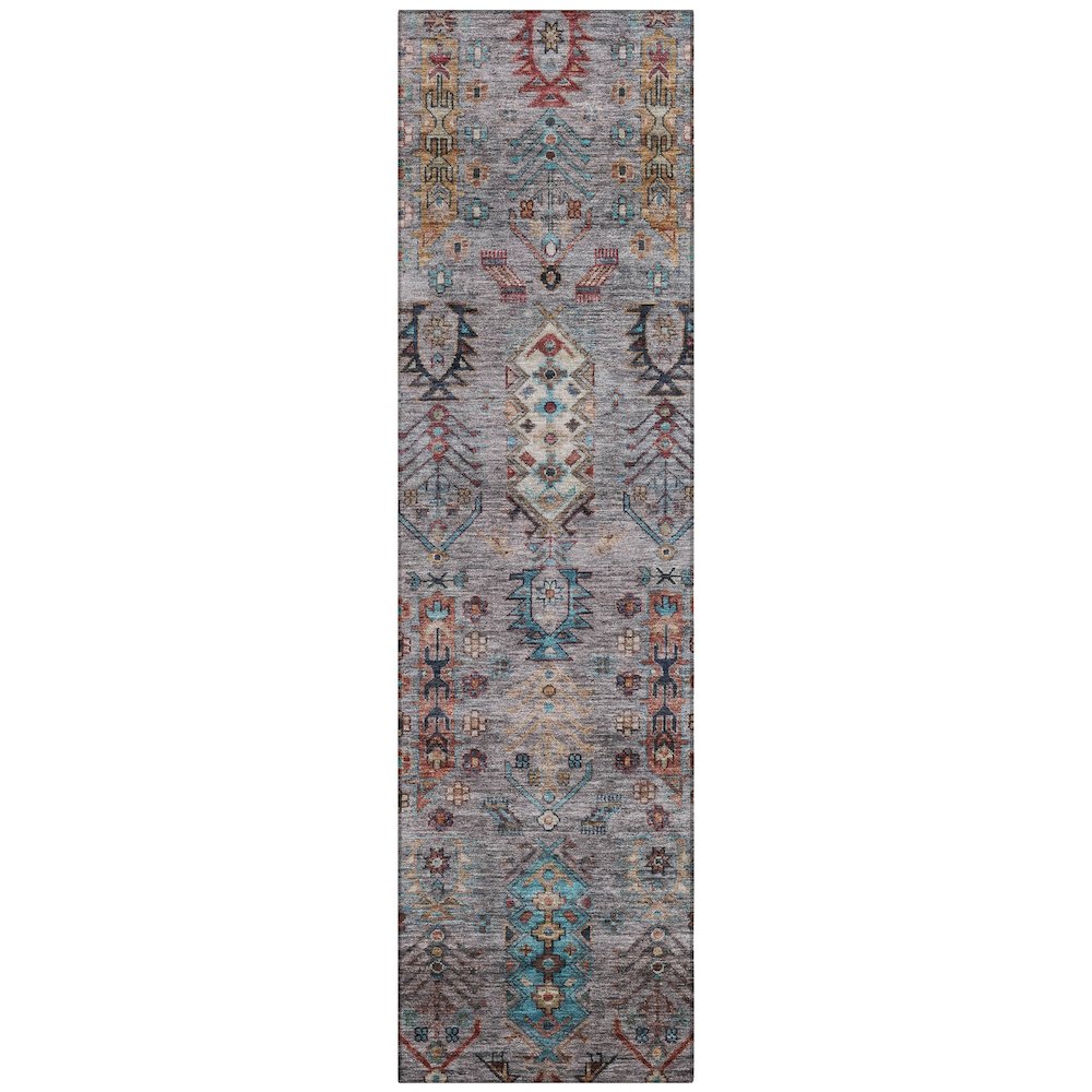 Machine Washable Indoor/Outdoor Chantille ACN2047 Gray 2'3" x 7'6" Runner Rug. Picture 1